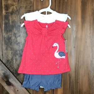 NWT Flamingo 🦩 top with shorts and onsie